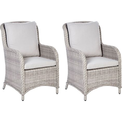 Set di 2 sedie da giardino in polirattan beige Cascais (1/5)