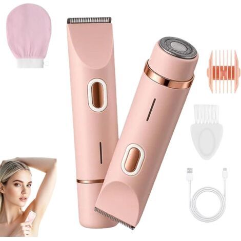 Catherine – Rasoir femme étanche – Tondeuse à double tête pour bikini, jambes, aisselles et nez – Recharge USB – Design compact et silencieux
