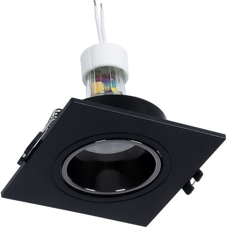 Lotto Anello downlight quadrato 93x93mm (nero/grigio) + Lampadina - Bianco Freddo (1/5)