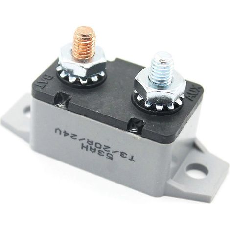 Disjoncteur à réarmement manuel 20 A 24 V pour la charge des batteries, applications audio, automobiles, camions, autobus, moteurs de pêche à la traîne marins F3088-20A-Grey (1/2)