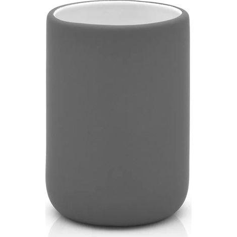 Portaspazzolino da appoggio grigio scuro in ceramica soft touch (1/4)
