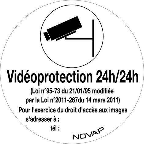 Panneau Vidéoprotection 24h/24h - Rigide Ø80mm - 4021270