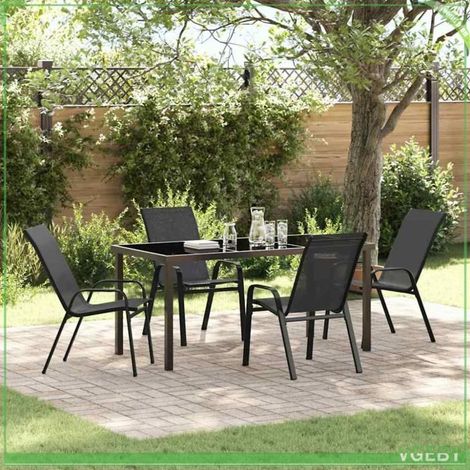 Ensemble de salle à manger pour jardin - FAFEICY - 3379117 - Noir - Acier enduit de poudre - 4 personnes (1/5)