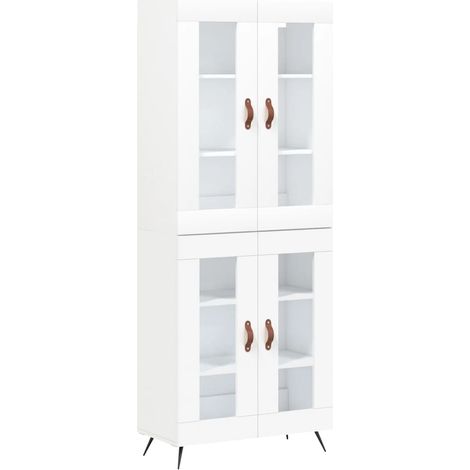 Aparador buffet cómoda armario mueble organizador cocina salón salón alto 69,5 x 34 x 180 cm madera contrachapada blanco 020032563