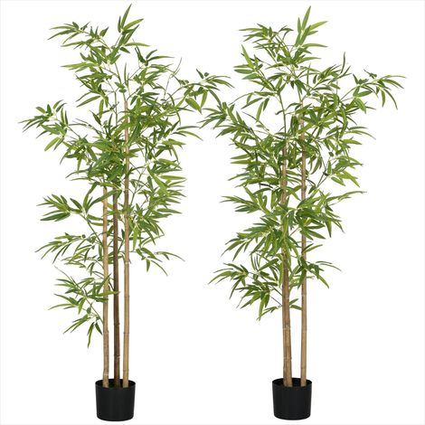 Plante artificielle Bambou 180 cm lot de 2 avec pot Plastique (1/5)