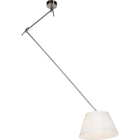 Hängelampe mit plissiertem Schirm creme 35 cm - Blitz I Stahl