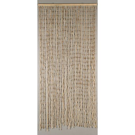 Rideau de porte en lanières de feuille de maïs 90 x 200 cm – Couleur naturelle – Anti-insectes – Installation facile avec crochets – Confortex