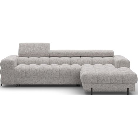 Canapé d'angle droit convertible Gris chiné élégance moderne 285x99x181cm FILTRO (1/5)