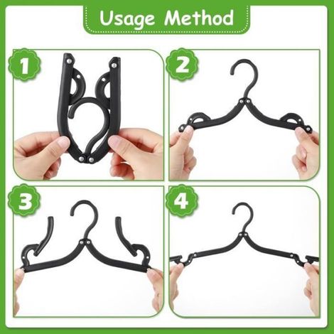 Cintres Pliables de Voyage - Non spécifié - 12 Pcs - Antidérapants - Plastique - Noir (1/4)