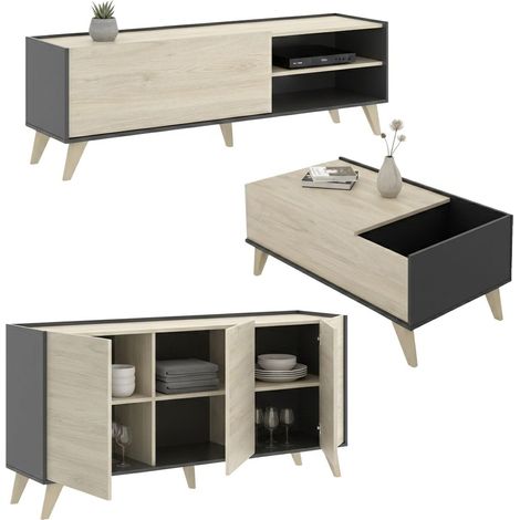 Set de Muebles de Sala Tuscola, Cajones, Modular, 5 Estantes, Roble Marrón