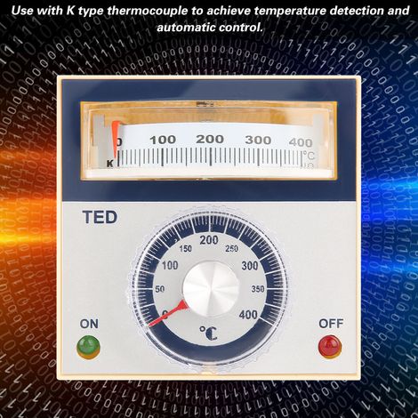 TED-2001 Zeiger-Temperaturregler, Thermostat Typ K, 0–400 °C, 220 V AC (1/5)