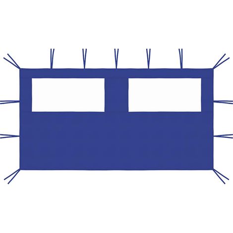 Paroi latérale de belvédère avec fenêtres - Accessoire pour tente et tonnelle 4x2 m Bleu BV667057 - BonneVie (1/4)