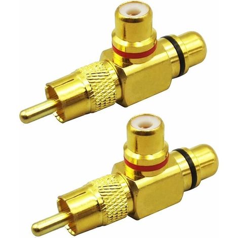 Adaptador divisor RCA en Y de 2 piezas, RCA macho a 2 RCA hembra. (1/5)
