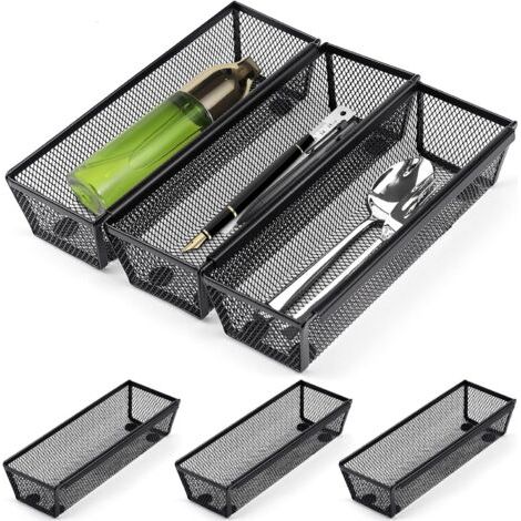 6-teiliger Besteckkasten aus Metallgewebe, Besteckaufbewahrung, Küchenschubladen-Organizer, erweiterbarer Besteckorganizer