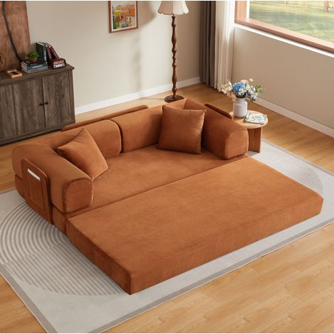 Schlafsofa Klappsofa 204 x 97 x 65 cm mit Kaltschaum, Terracotta HAVRYA (1/5)