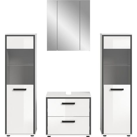 Kojak ensemble de meubles de salle de bains 171 cm blanc, haute brillance blanche. (1/5)