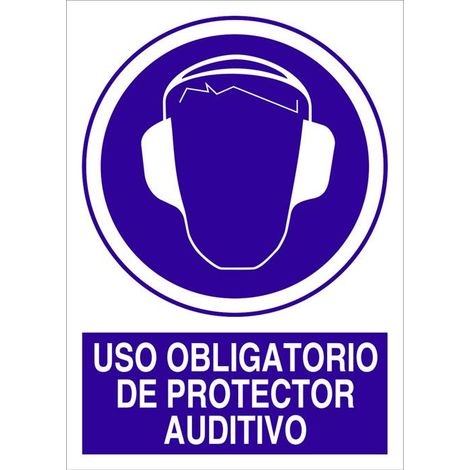 Señal adhesiva 148x105mm uso obligatorio de protector auditivo