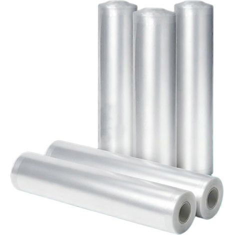 Rouleaux de sacs sous vide gaufrés, 5 rouleaux par paquet, 28 cm x 5 m, sacs sous vide alimentaires universels, adaptés à un usage domestique et commercial. (1/5)