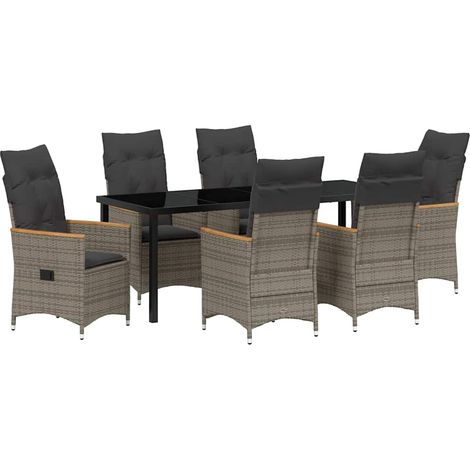 Maison Exclusive - Set da Pranzo per Giardino con cuscino 7 pcs Grigio polyrattan
