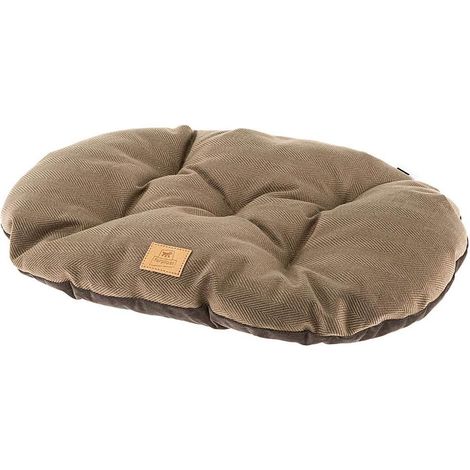 1 - Coussin pour chien et chat - Tissu tweed et velours - Double face lavable - Pour corbeille Siesta Deluxe 6 - Marron - 65x42cm (1/3)