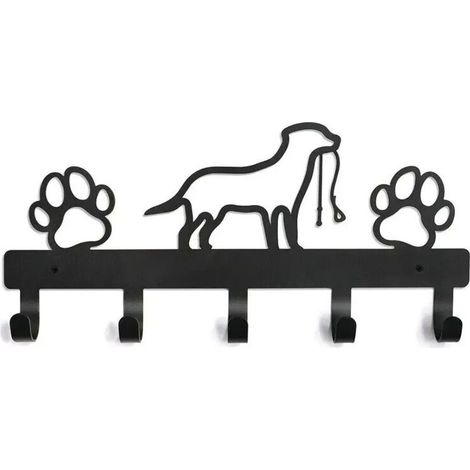 Porte Clef Mural, Porte Clé Mural, Boite a Clefs Murale Decorative, Porte-clés Mural Avec 5 Crochets en Fer Forgé Chien Porte-clés en Métal Crochet à Clés Ornement dart en Métal (Noir) (1/4)