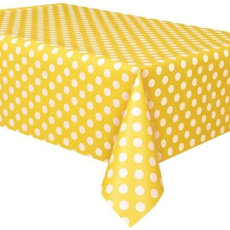 Table rectangulaire en toile cirée PVC à pois, 137 x 183 cm, couleur jaune PC (1/4)