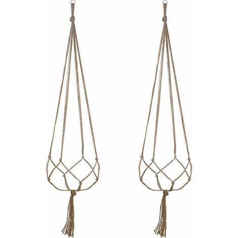Lot de 2 Suspension Plante pour Pot de Fleurs Cache-Pots Suspension en Corde Suspension Plante Macramé Porte Décoration pour Interieur et Extérieur Suspendue Décoration Balcon Maison (122cm)-LIAIKI (1/5)