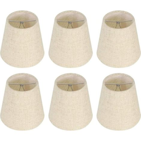 MIMOSON-Set of 6 Small Shades,Burlap Barrel Shade Clip on Bulb for Table Lamp and Floor Lamp,Nordic Beige Ch (1/5)