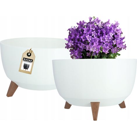 KADAX Blumentopf aus Kunststoff mit drei Einsteckstützen, runde Blumenschale, Pflanzkübel, Blumenküb