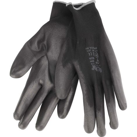 Guanti in poliestere EXTOL PREMIUM semi-immersi in PU, neri, taglia 10"