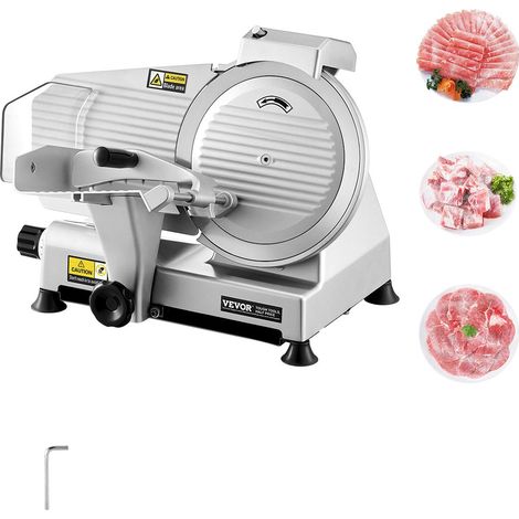 Trancheuse à viande commerciale, 180 W, trancheuse électrique pour aliments de charcuterie, avec lame de qualité supérieure de 65 Mn, épaisseur réglable 0-10 mm, pour viande, pain dur, fromage (1/5)