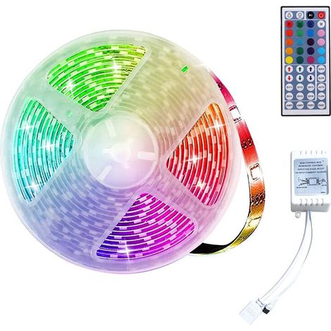 Bande LED RGB 5M 3528 300 LED, éclairage flexible avec télécommande 44 touches et contrôleur pour chambre à coucher de Noël