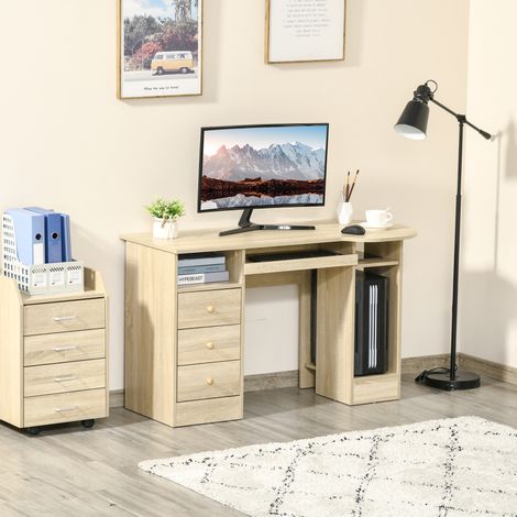 Bureau PC bureau étagères tiroirs étagère tête lit en bois - Dimensions: 125x60x74cm