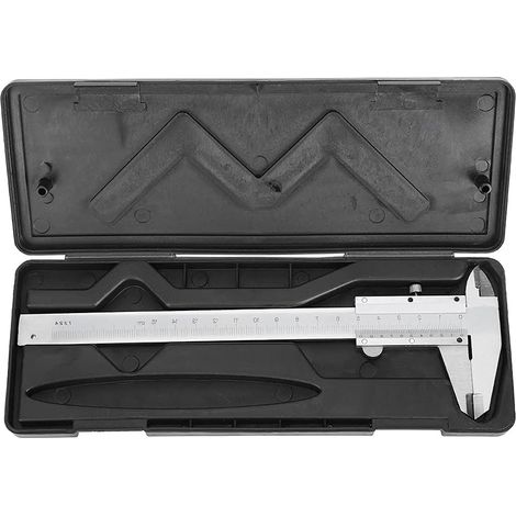 Pied à Coulisse Numérique, Vernier à Pied en Métal en acier au Carbone, Outil de Mesure de Jauge Micrométrique avec Boîtier de Rangement en Plastique Pour Mesurer 0-150 Mm / 0-6 Pouces (1/5)