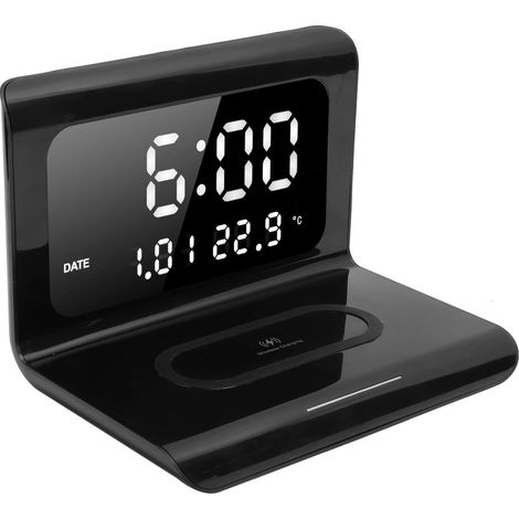 Réveil Numérique LED Multifonction avec Chargeur Fil et Station de Charge Smartphone pour Bureau (1/5)