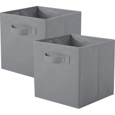Boîtes de rangement pour placards et jouets, boîtes de rangement pliables en tissu et tiroirs de rangement en tissu, lot de 2 (gris) (1/5)