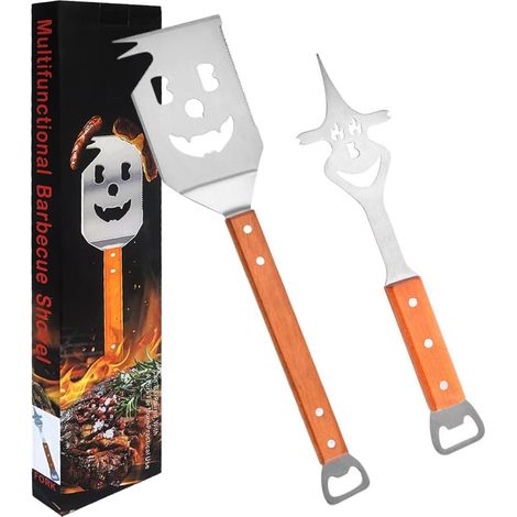 Ensemble d'outils de barbecue multifonctionnels - Kit de grillade 2 pièces avec fourchette et scie, accessoires de barbecue d'extérieur haut de gamme dans un coffret cadeau, cadeau surprise pour homme (1/5)