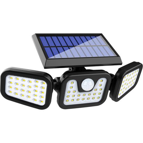 74L-ED Solar-Wandleuchte mit 3 drehbaren Köpfen, Bewegungsmelder, wasserdicht, für den Außenbereich, Garten, Nachtlicht (1/5)