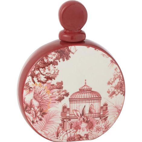 Pot Flasque en Porcelaine "Moriko" 22cm Rouge & Blanc