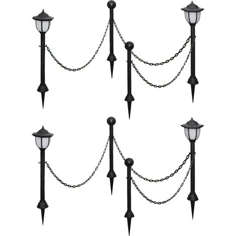 Lot de 4 lampes solaires avec piquets pour jardin extérieur lumineux 70 x 70 x 70 cm en PP noir (1/5)