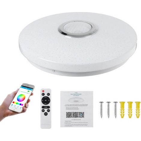 Plafonnier musical LED 36W Bluetooth, luminaire encastré avec télécommande et contrôle smartphone, éclairage variable salon chambre (1/5)