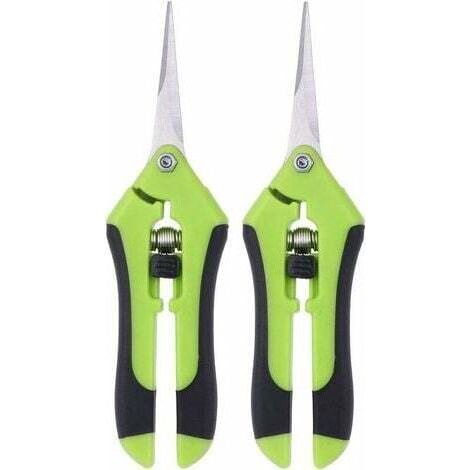 Professional Hand Pruner - Set of 2 Stainless Steel Pruning Scissors - Ergonomic Rubber Handle - For Precise Cuts (1/5)