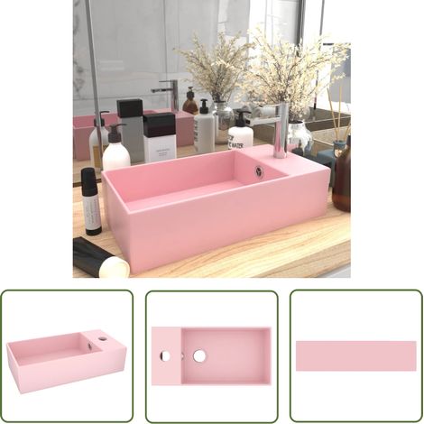Lavabo vasque à poser Luxueux, Bac à laver, avec trop-plein Céramique Rose OIB2558E (1/5)