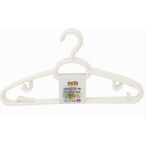 Trade Shop - Set 5pz Grucce In Plastica Stampelle Appendiabito Pantaloni Giacche Bianco 79324 -