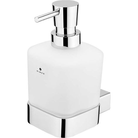 Nimco Kibo - Dispenser di sapone liquido con supporto, vetro opaco/cromo Ki 14031C-26