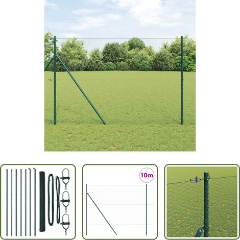 vidaXL Sécurité extérieure - Poteau de clôture. Vert 10 x 1,6 m (maillage de 25 mm) (1/5)