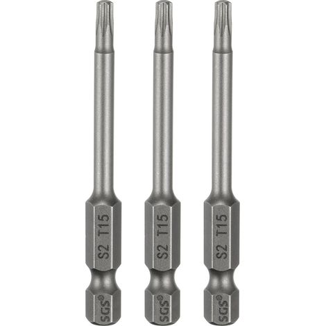 3Pcs Embout Tournevis T15 Torx Tige Hexagonale 1/4" Magnétique (1/5)