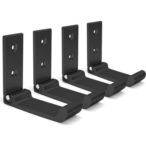 Foldable Wall Hooks, 4 Pieces Wall Headphone Holder, Invisible Coat Hooks, Aluminum Wall Hook, with Screws, Coat Hook for Jacket Towel (Black) (1/5)