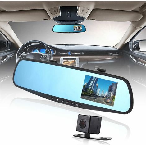 Car Dash cam DVR 4.3 pouces Ecran 1080P Double Objectif Camera Voiture Enregistreur Video Retroviseur avec camera de recul (1/4)