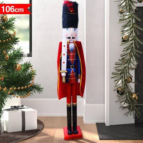 TrAdE Shop Traesio - Soldato Schiaccianoci Di Natale In Legno Altezza 106 Cm Decorazioni Natalizie - (1/2)